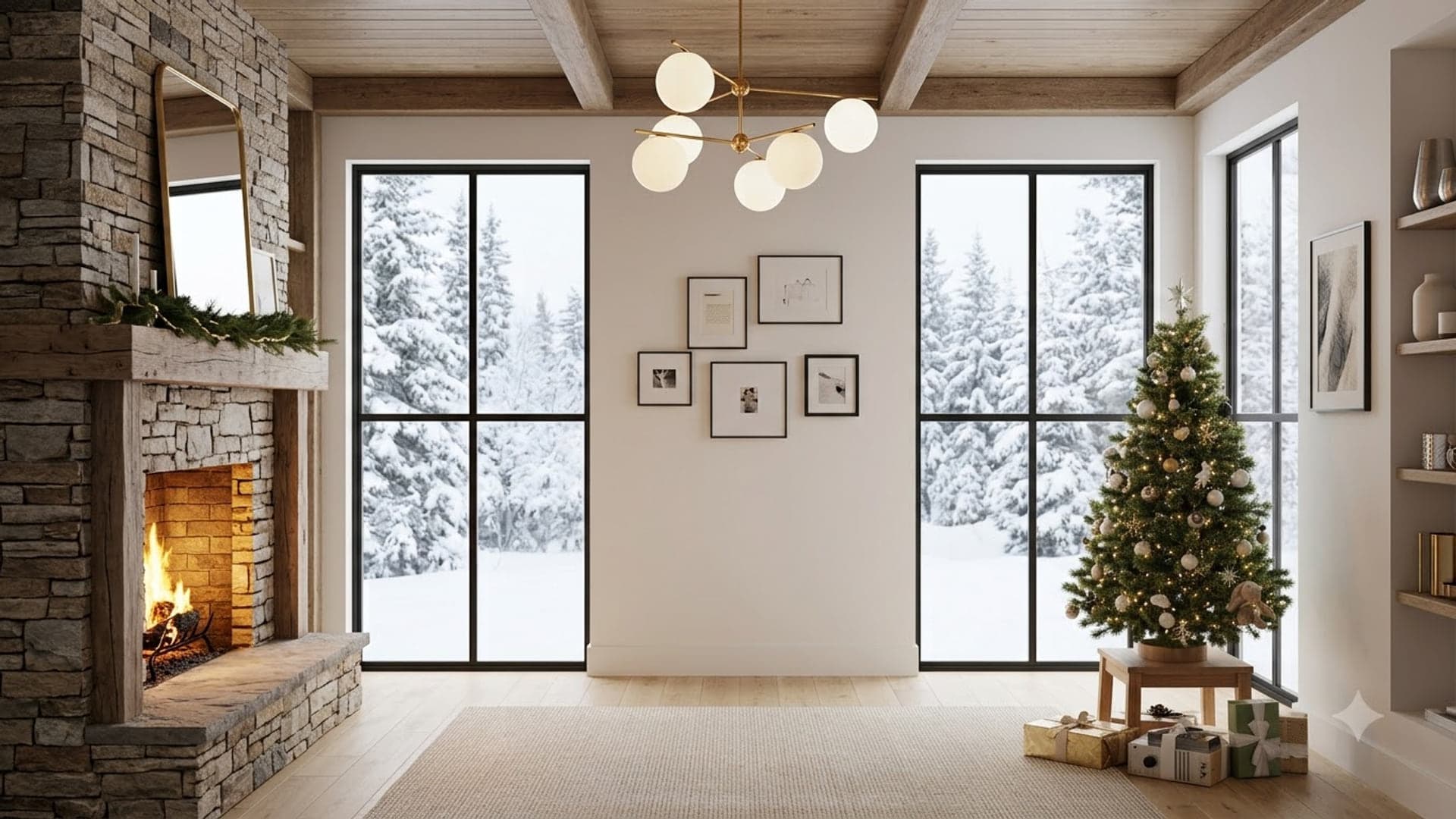 Christmas Cabin Workspace — funny virtual background for Teams, Zoom and Google Meet
