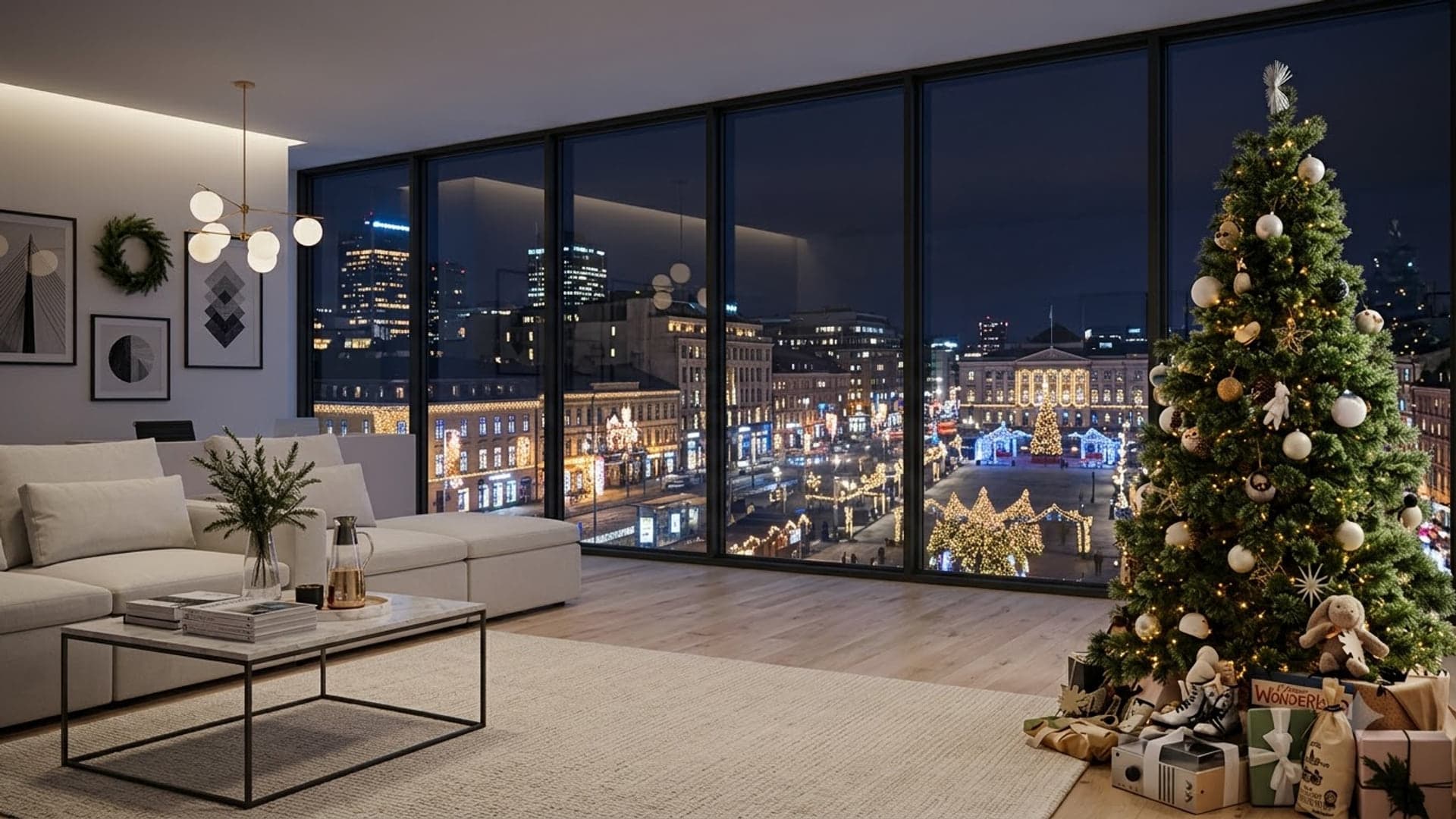 Christmas City Office — funny virtual background for Teams, Zoom and Google Meet