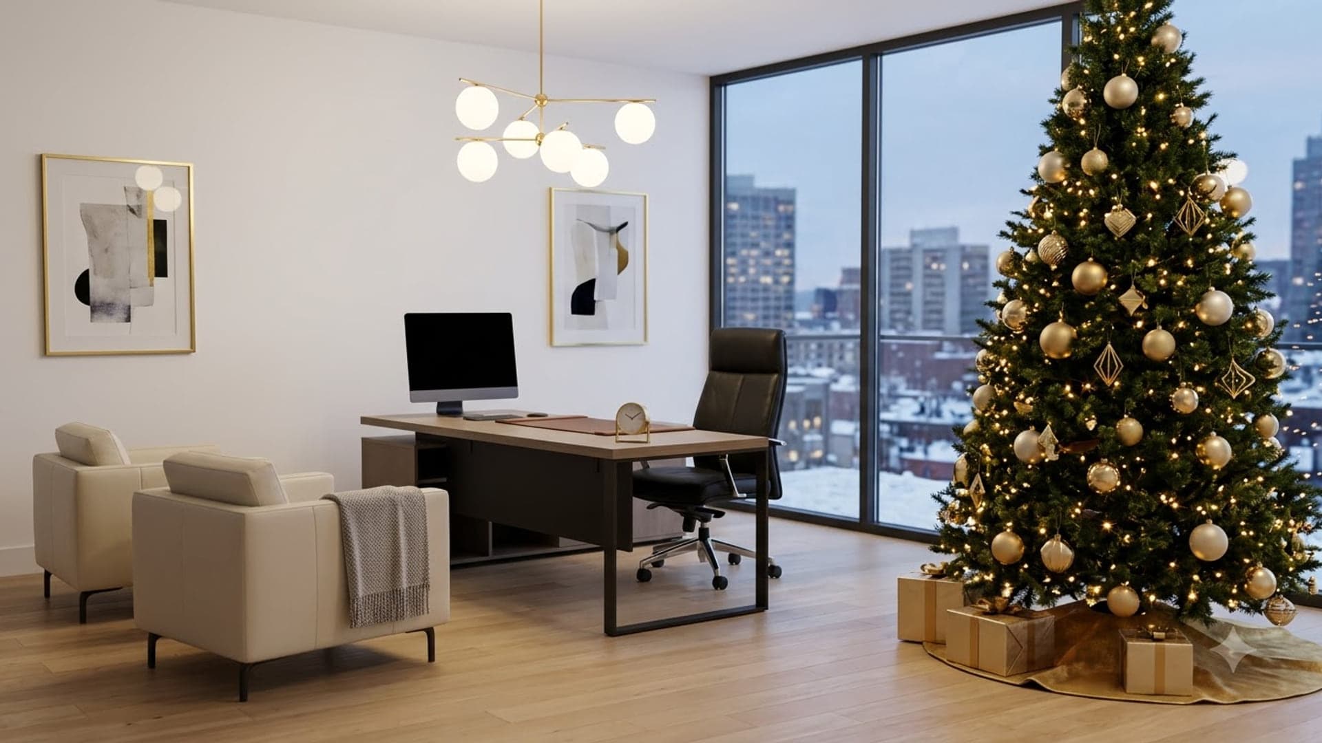 Luxury Christmas Office — funny virtual background for Teams, Zoom and Google Meet