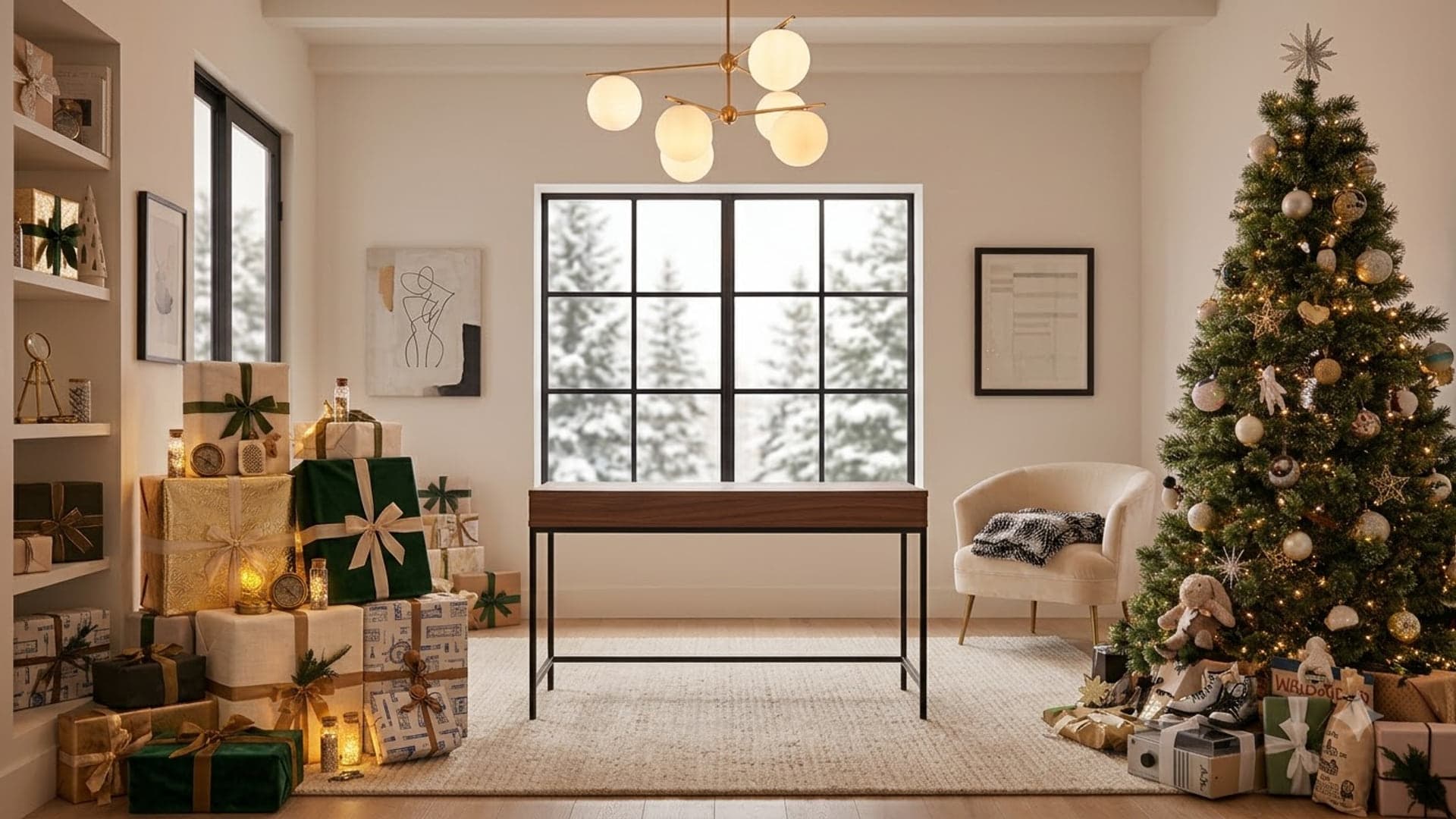Santas Modern Office — funny virtual background for Teams, Zoom and Google Meet