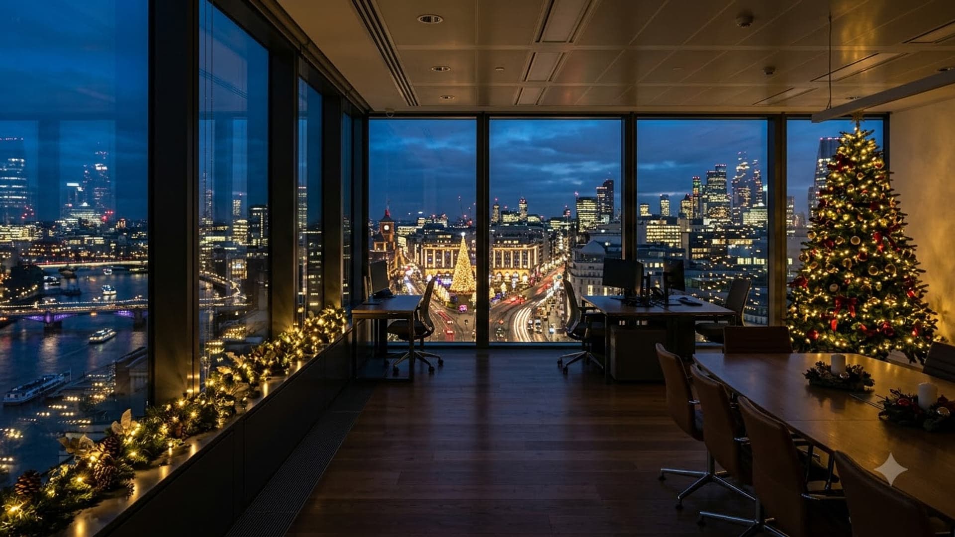 Holiday Office With Christmas — funny virtual background for Teams, Zoom and Google Meet