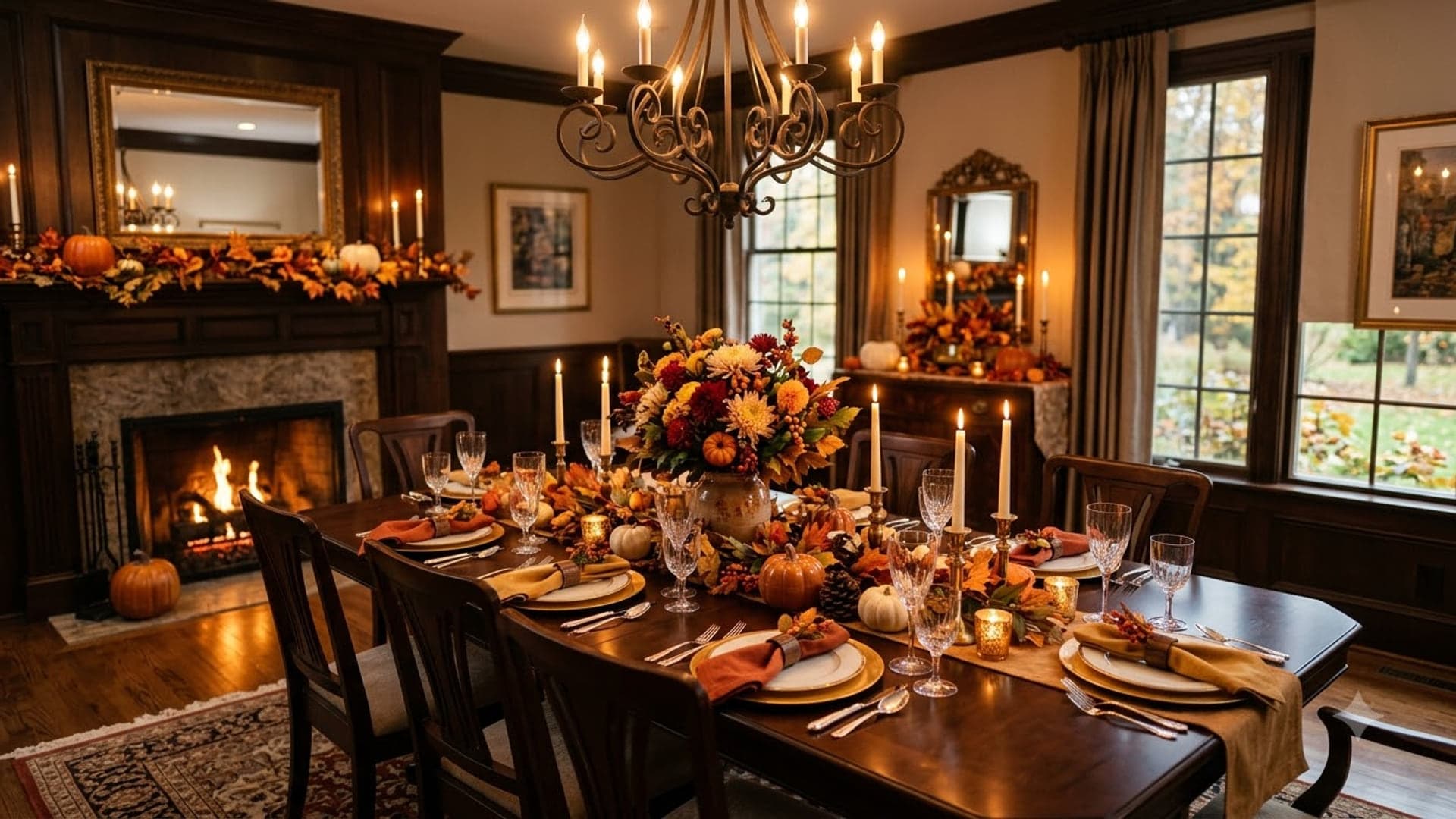 Thanksgiving Dining Room — funny virtual background for Teams, Zoom and Google Meet
