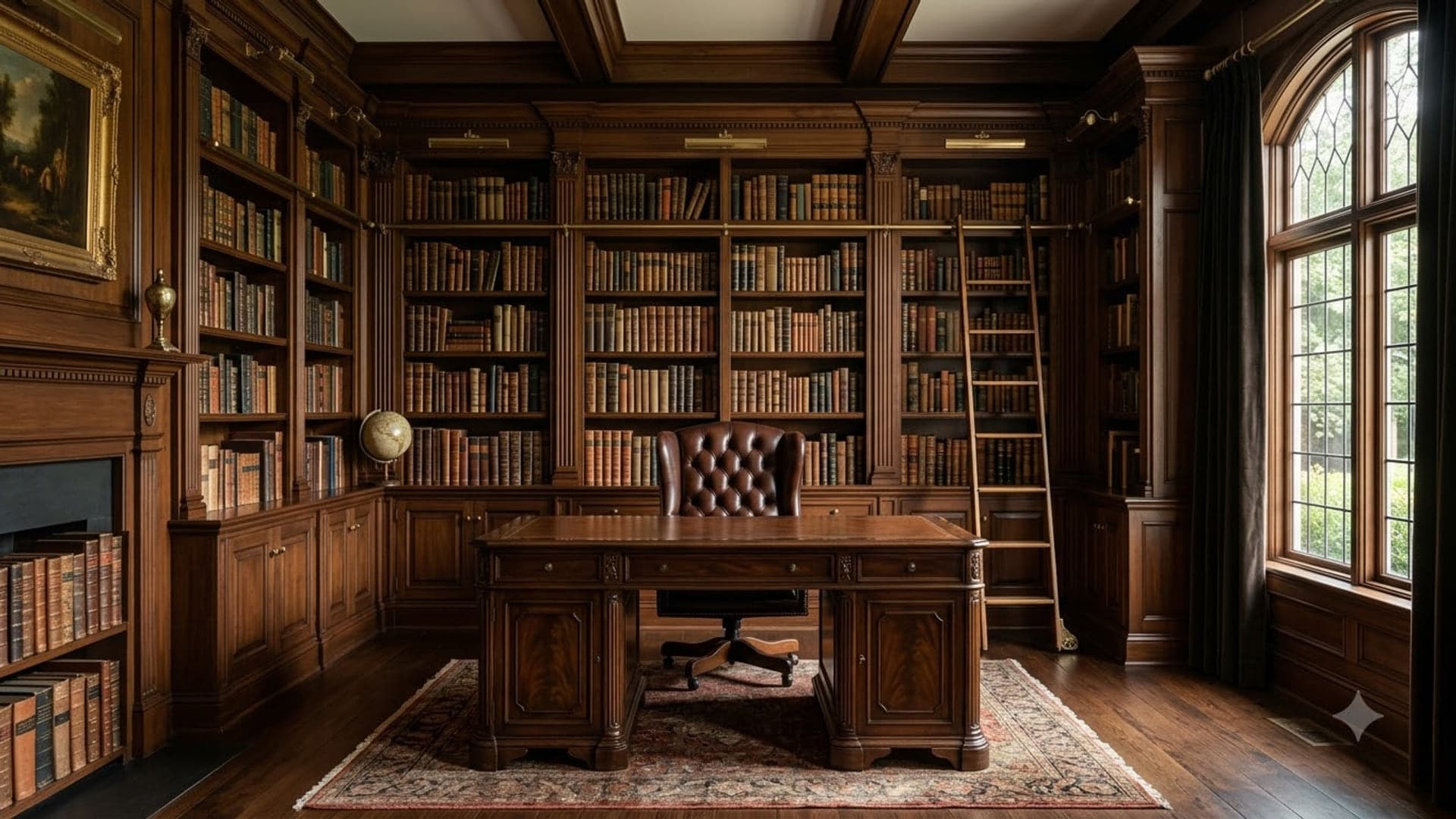 Classic Library Office Interior — funny virtual background for Teams, Zoom and Google Meet