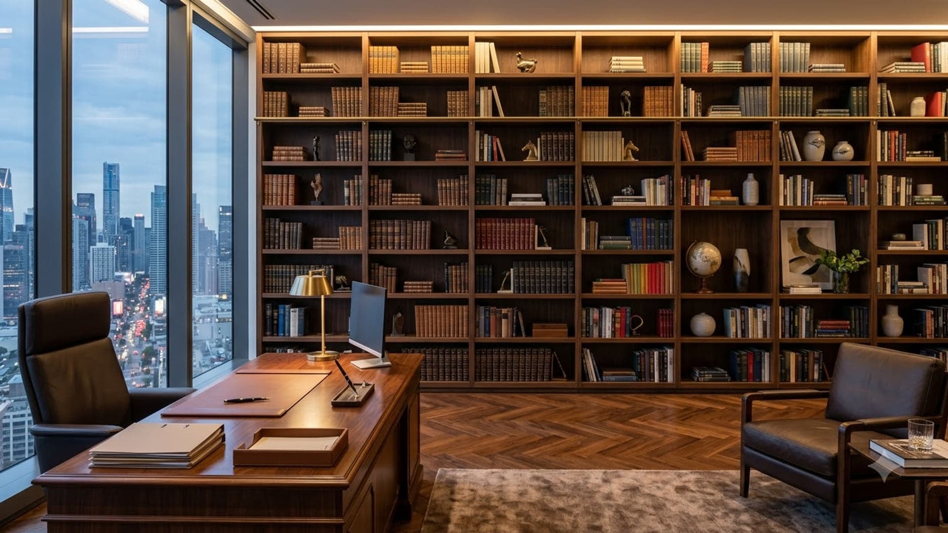 Luxury Bookshelf In Executive — funny virtual background for Teams, Zoom and Google Meet