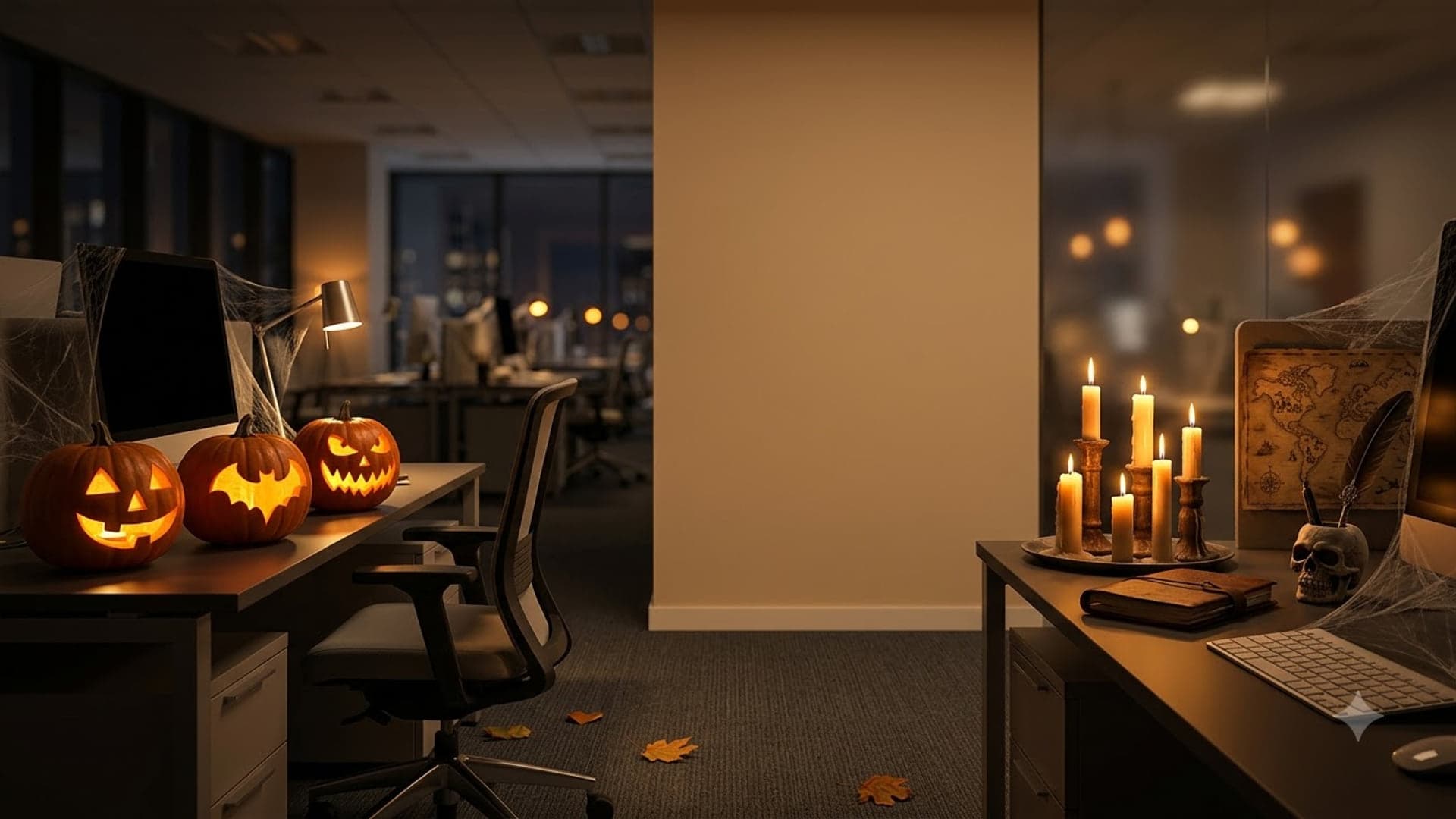 Office Decorated For Halloween — funny virtual background for Teams, Zoom and Google Meet