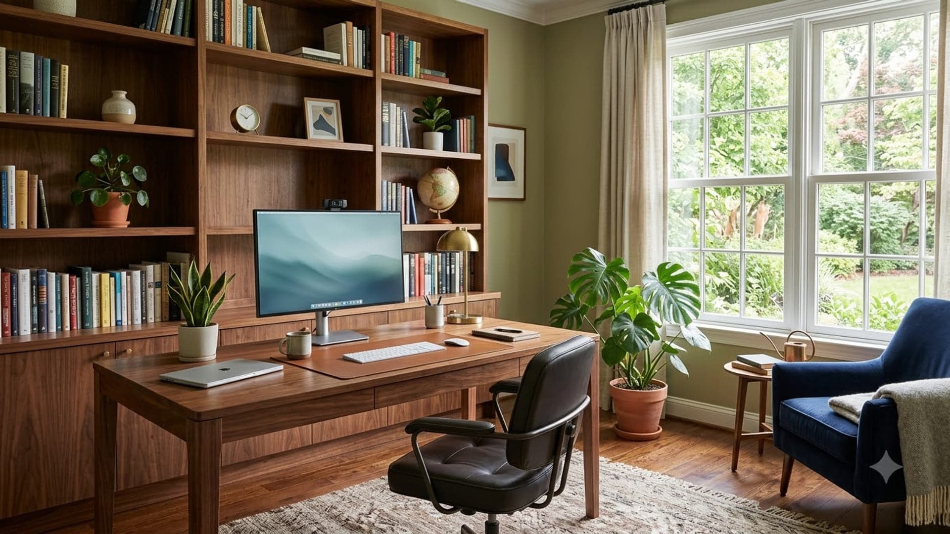 Home Office With Wooden Desk — funny virtual background for Teams, Zoom and Google Meet