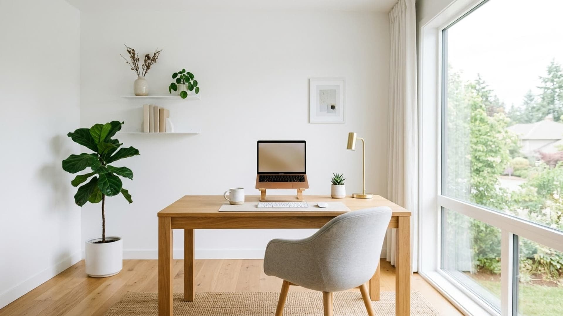 Minimalist Office With Clean Design — funny virtual background for Teams, Zoom and Google Meet