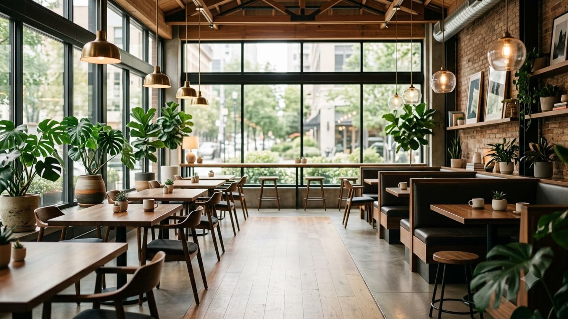 Coffee Shop Interior Workspace — funny virtual background for Teams, Zoom and Google Meet
