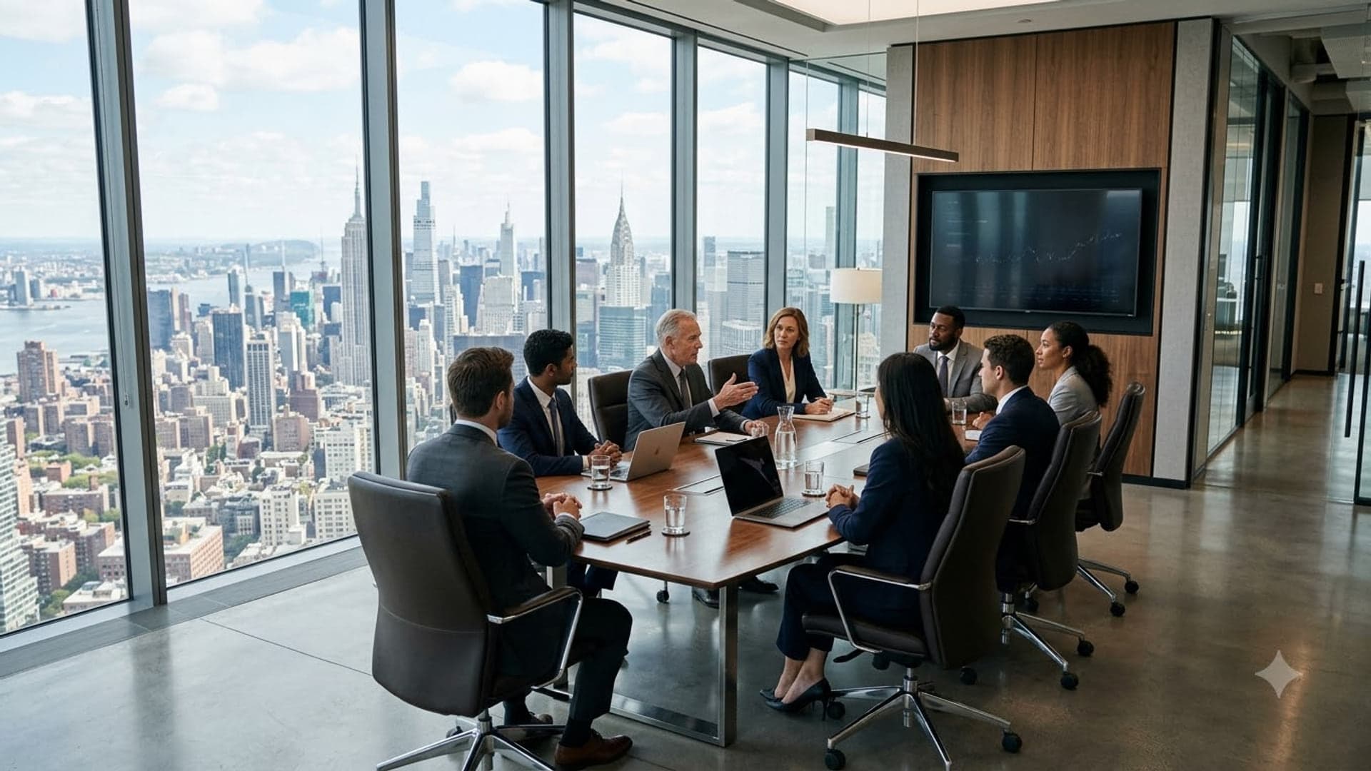 Corporate Office Meeting Table — funny virtual background for Teams, Zoom and Google Meet
