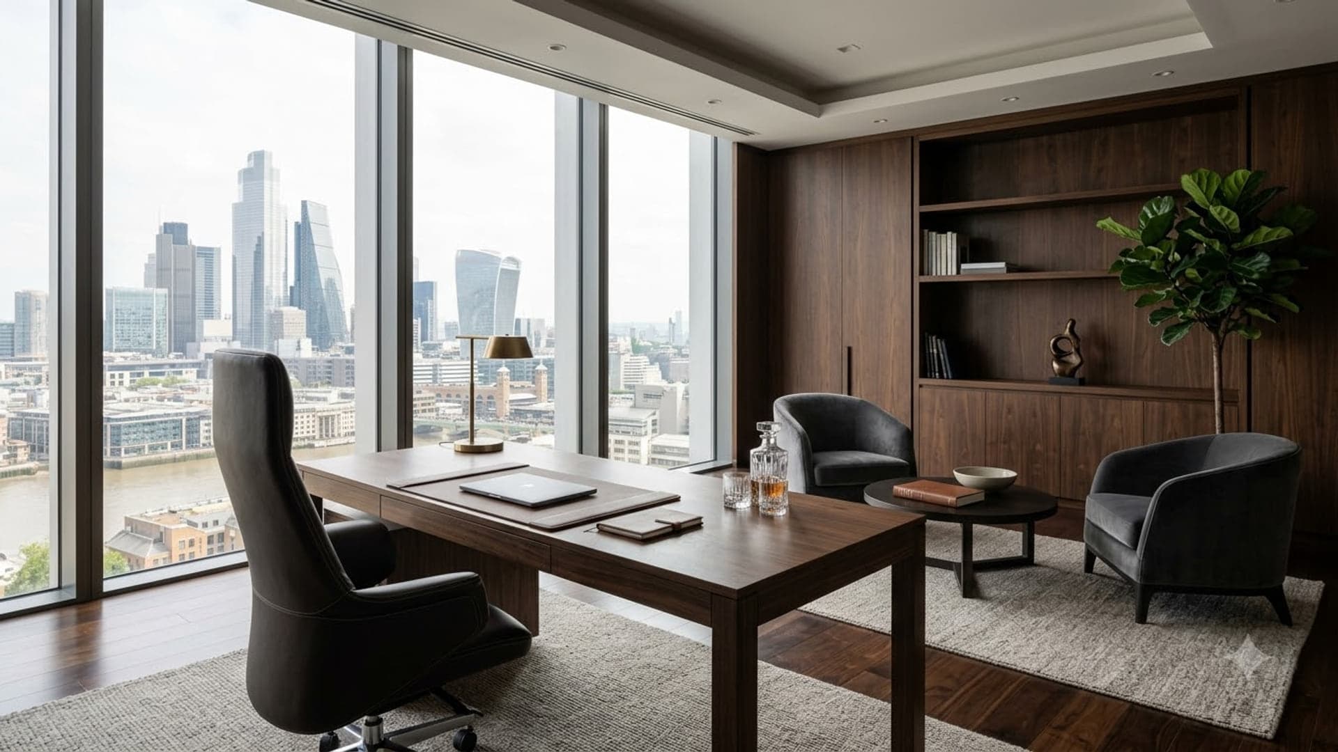 Executive Workspace With Window — funny virtual background for Teams, Zoom and Google Meet