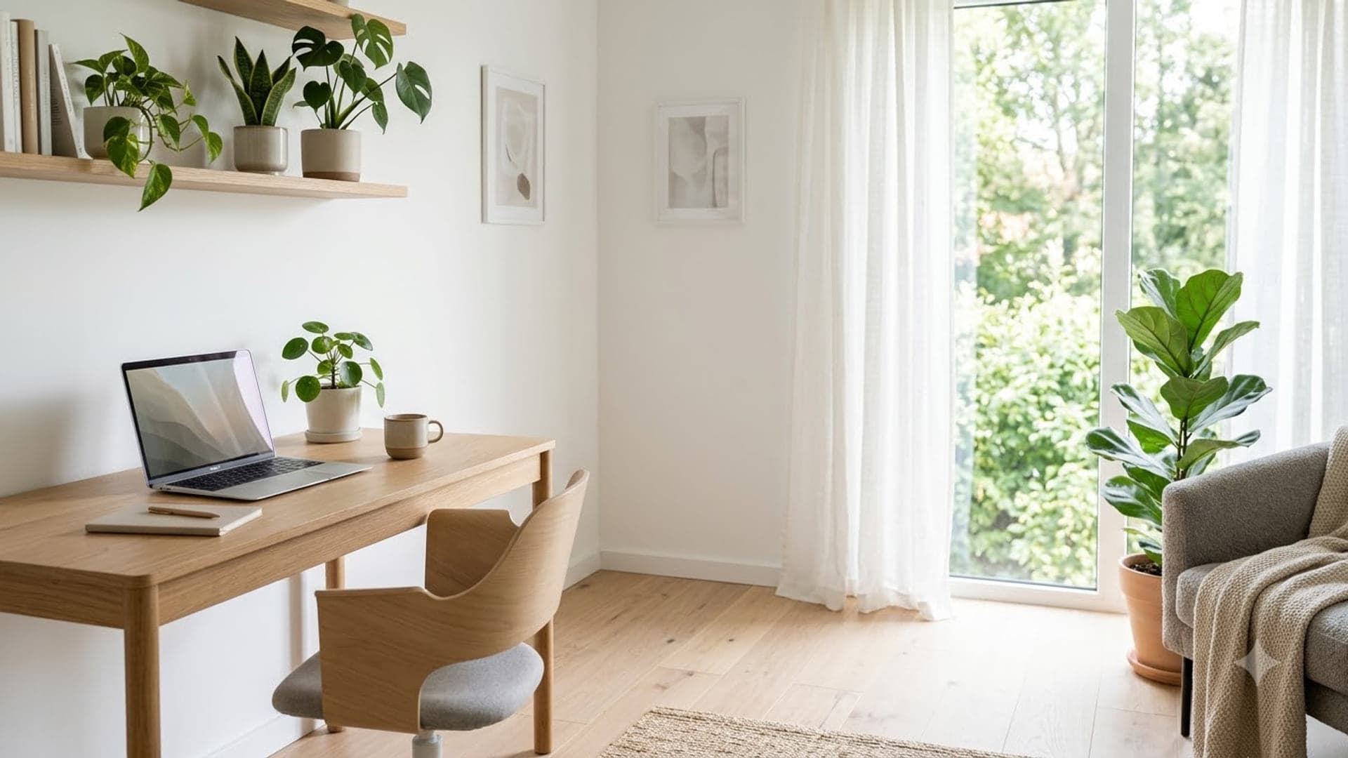 Modern Home Office With Laptop — funny virtual background for Teams, Zoom and Google Meet
