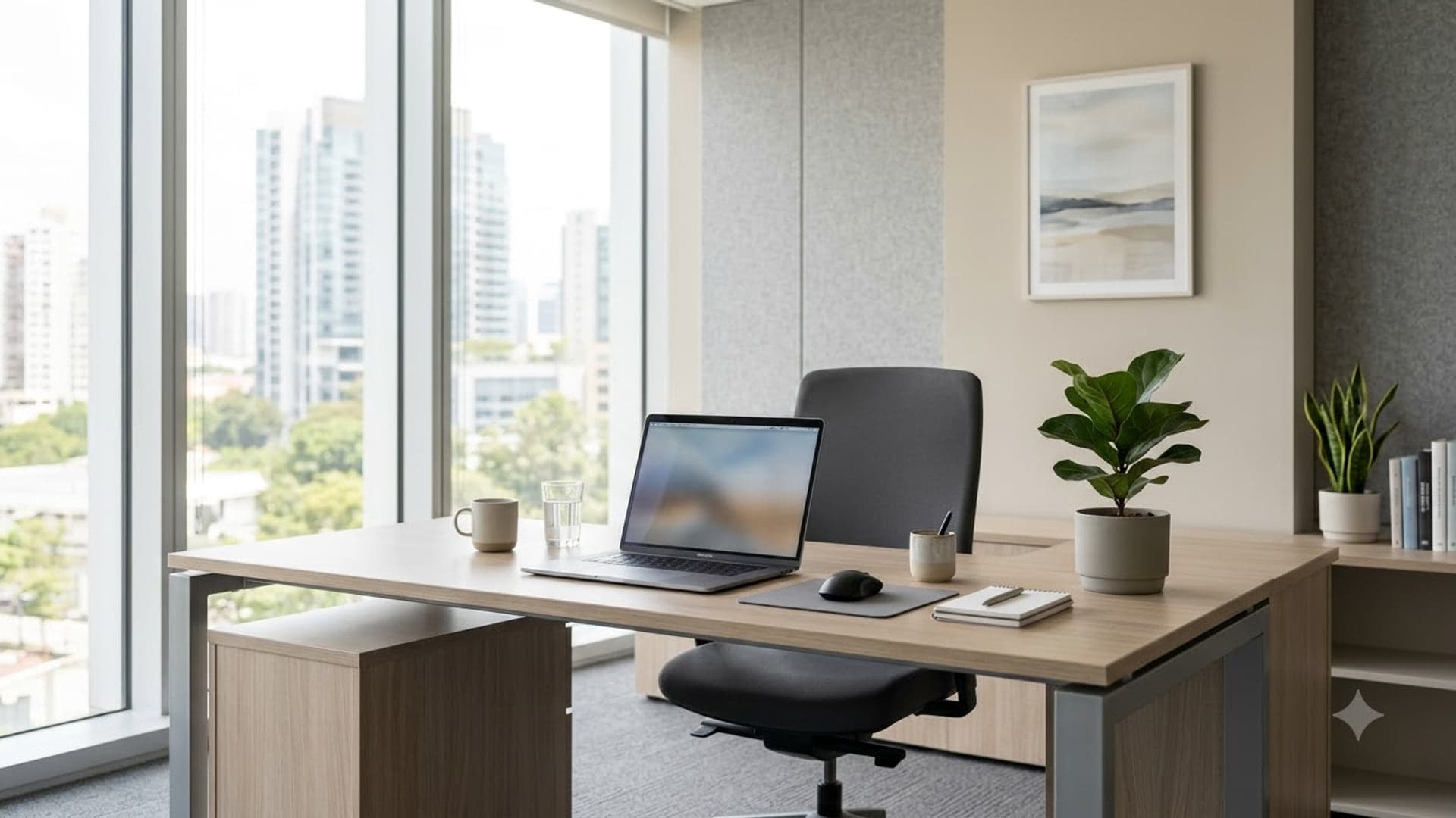 Modern Office Desk Setup — funny virtual background for Teams, Zoom and Google Meet
