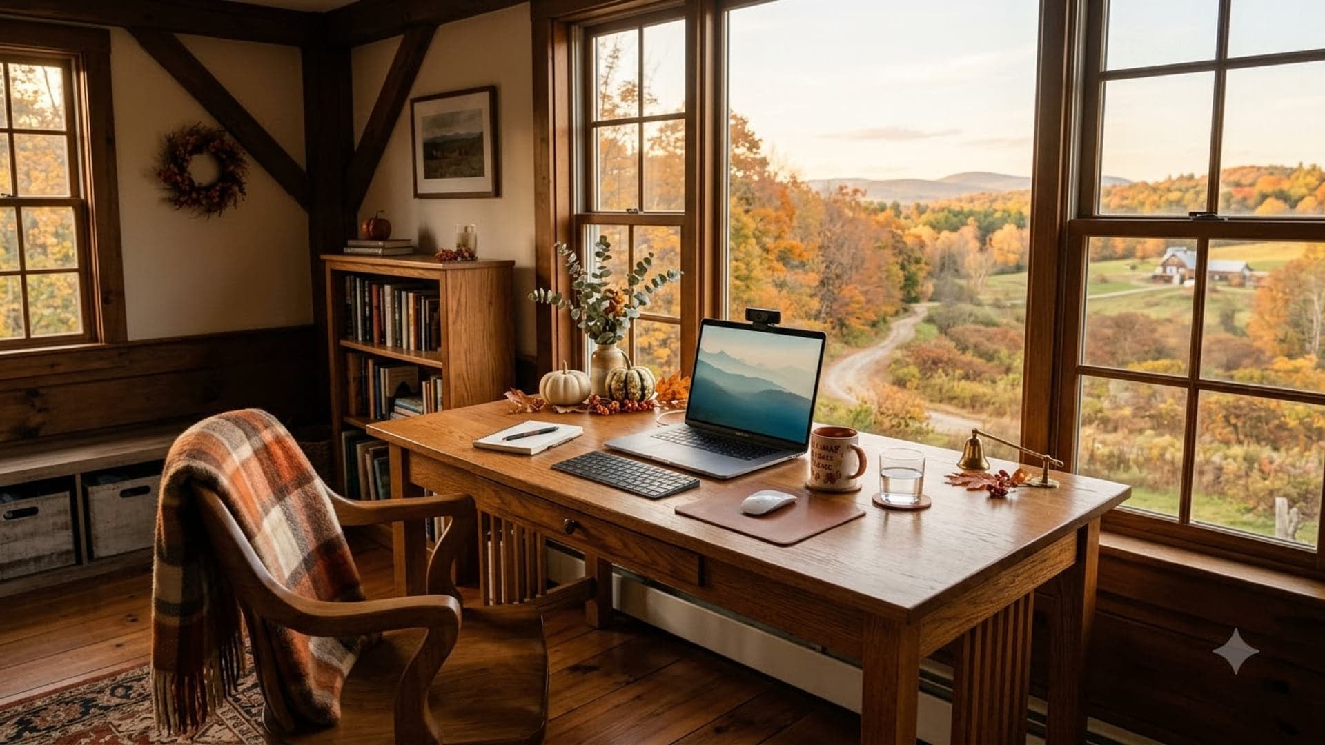 Home Office With Thanksgiving — funny virtual background for Teams, Zoom and Google Meet